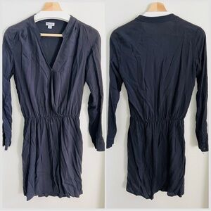 Splendid Notch-Collar Black Long-Sleeve Dress